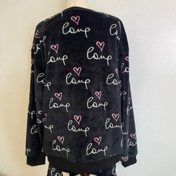 Free Haven Black Velour Love Shorts & Sweatshirt 2 Piece Women’s 3XL - Picture 2 of 10